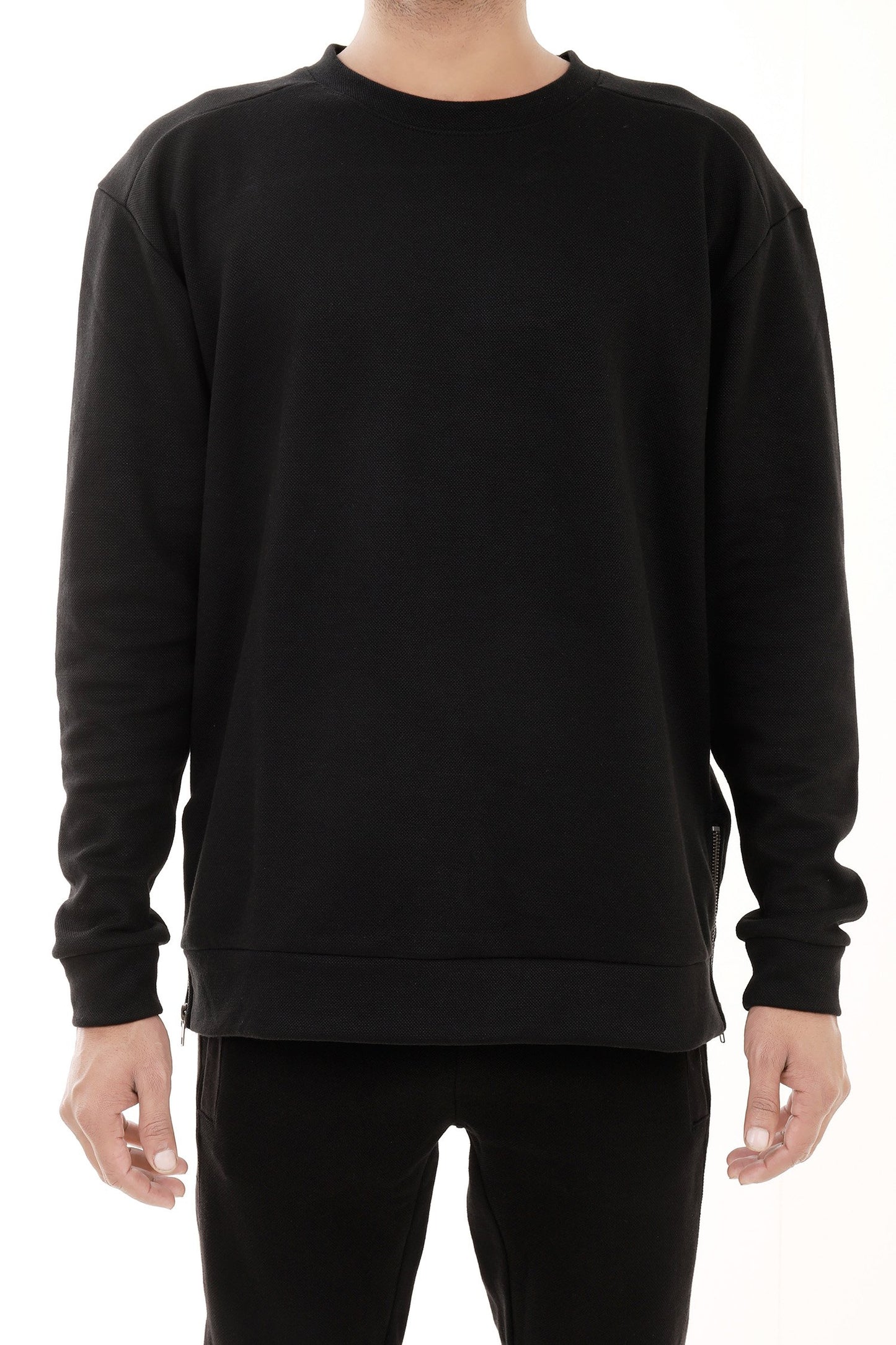 LONG LINE ZIP JUMPER-BLACK & ZIP