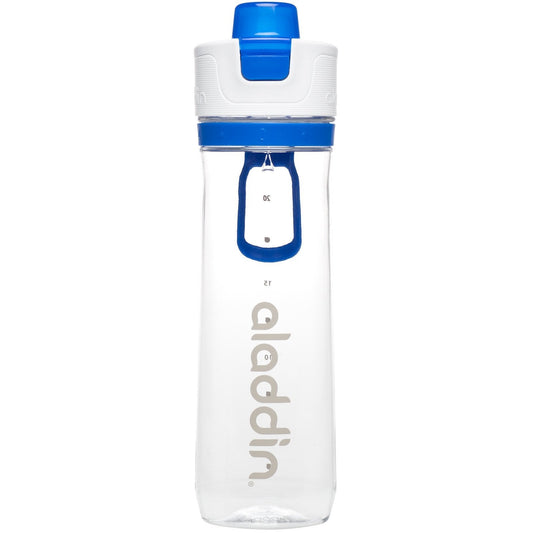 Aladdin Active Hydration Tracker Water Bottle 0.8L Blue Ð One-Hand Push Button Leakproof Lid | Refill Tracker | BPA-Free | Smooth Drinking Spout and Lightweight Finger Loop | Dishwasher Safe - BBQ DXB