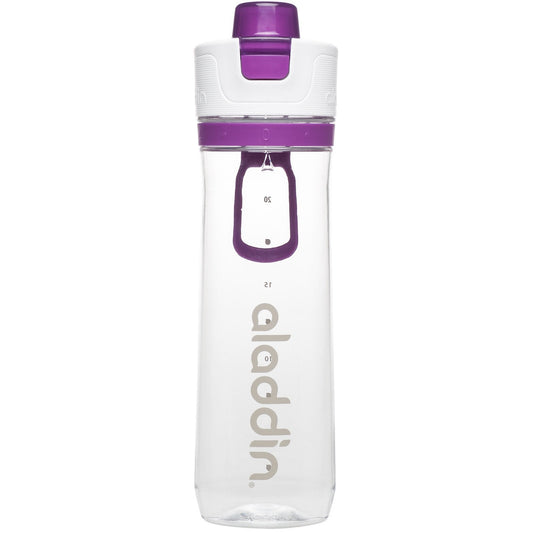 Aladdin Active Hydration Tracker Water Bottle 0.8L Purple Ð One-Hand Push Button Leakproof Lid | Refill Tracker | BPA-Free | Smooth Drinking Spout and Lightweight Finger Loop | Dishwasher Safe - BBQ DXB