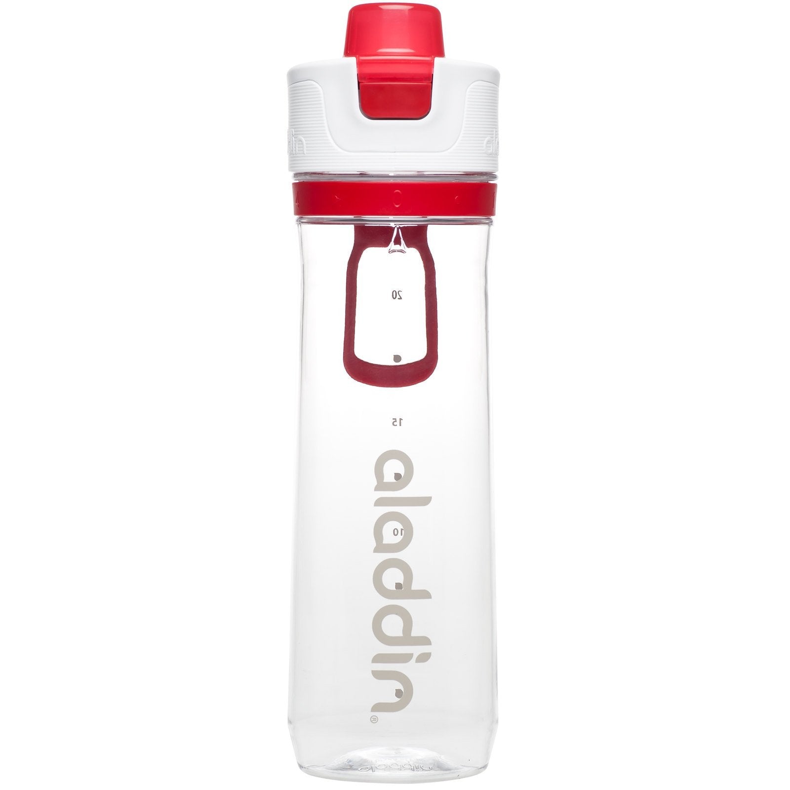 Aladdin Active Hydration Tracker Water Bottle 0.8L Red Ð One-Hand Push Button Leakproof Lid | Refill Tracker | BPA-Free | Smooth Drinking Spout | Lightweight Finger Loop | Dishwasher Safe - BBQ DXB