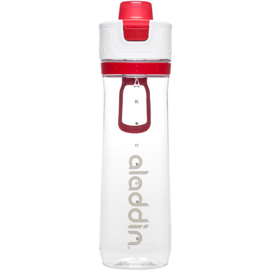 Aladdin Active Hydration Tracker Water Bottle 0.8L Red Ð One-Hand Push Button Leakproof Lid | Refill Tracker | BPA-Free | Smooth Drinking Spout | Lightweight Finger Loop | Dishwasher Safe - BBQ DXB